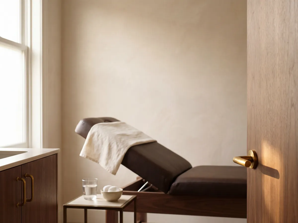 Dr. Nawal in the Kintsu Medical Aesthetics treatment room prior to opening